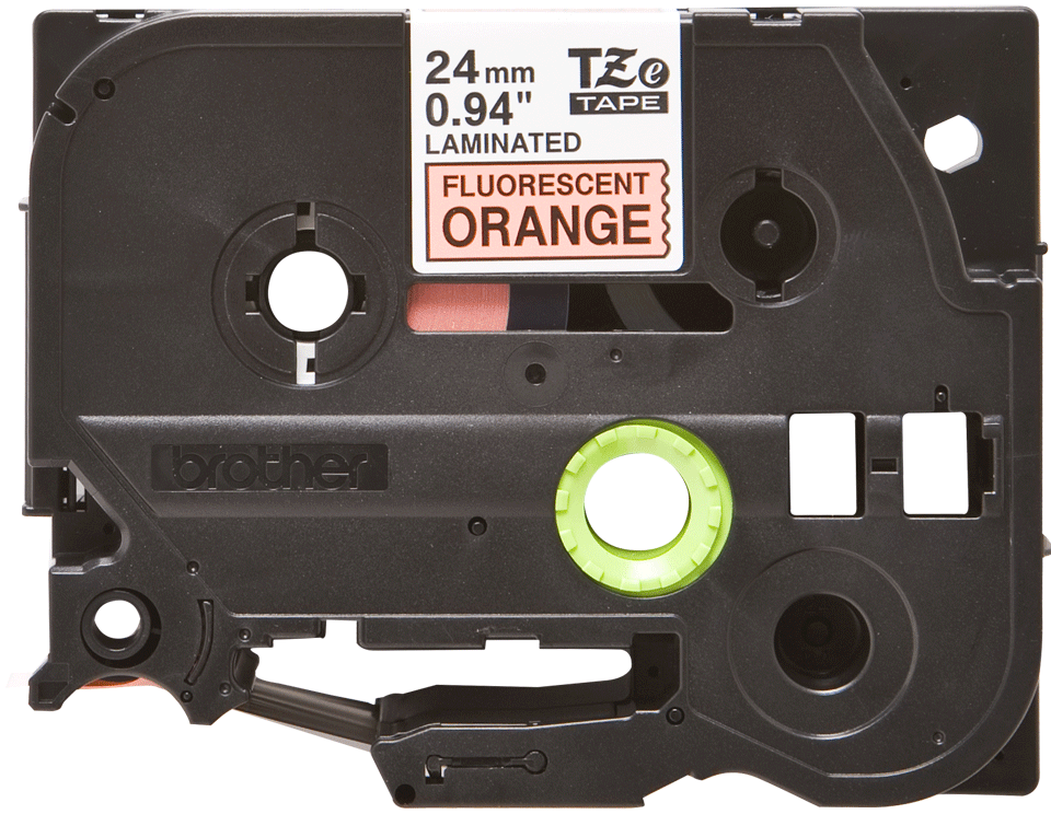 Brother TZeB51 original etikettape, svart på fluorescerande orange, 24 mm 2